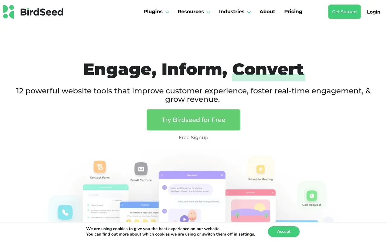 The Birdseed homepage at birdseed.io