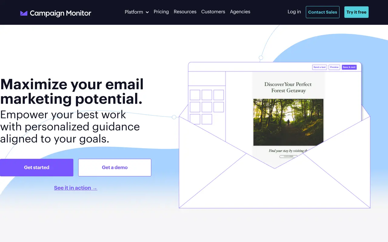 The Campaign Monitor homepage at www.campaignmonitor.com