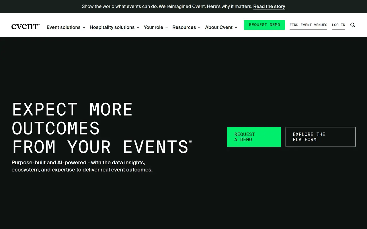 The Cvent homepage at www.cvent.com