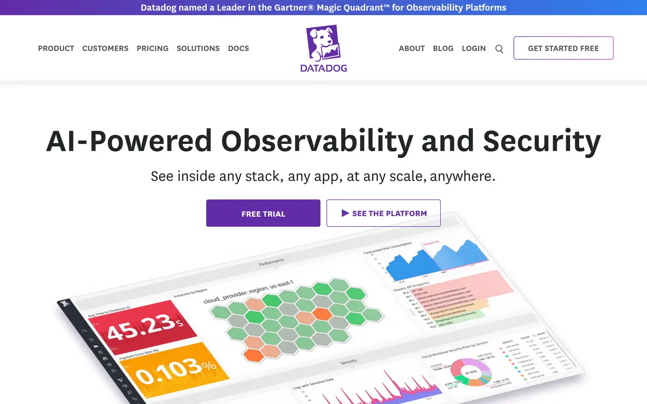 The Datadog homepage at www.datadoghq.com