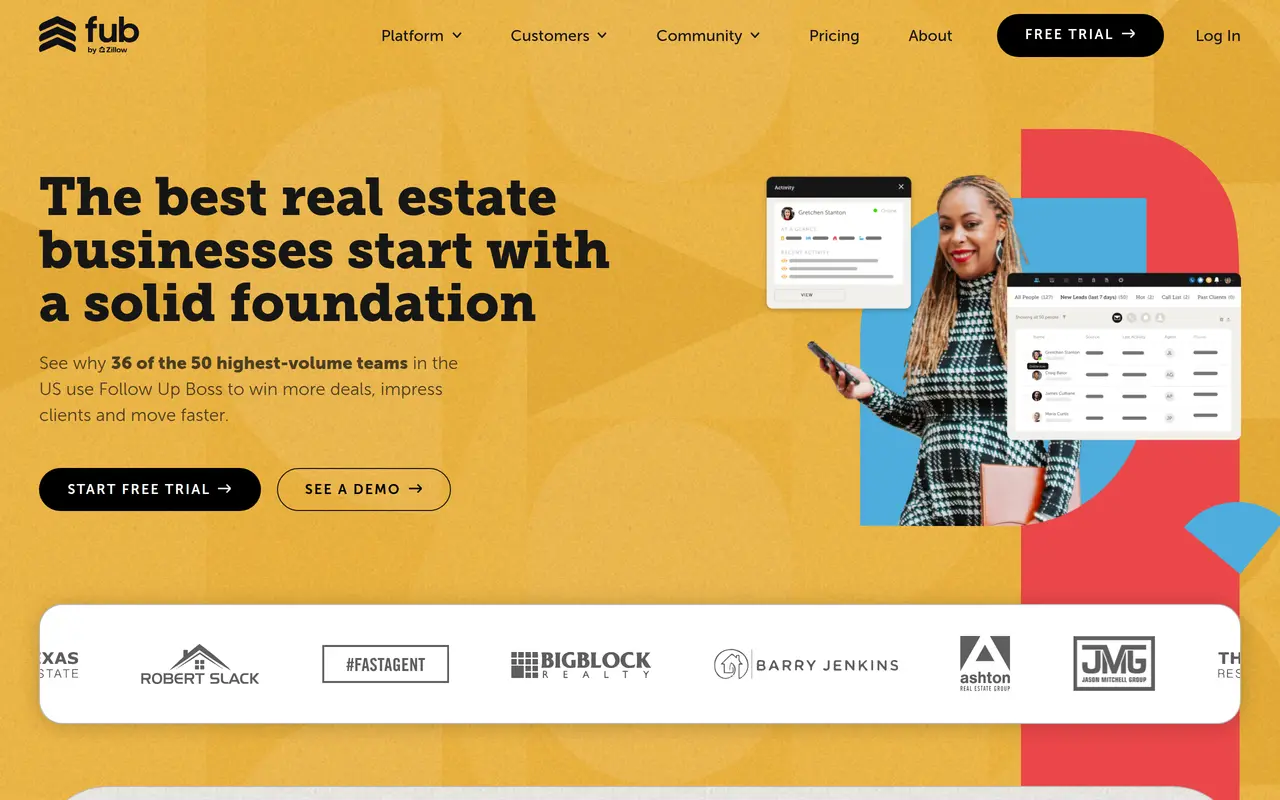 The Follow Up Boss homepage at www.followupboss.com
