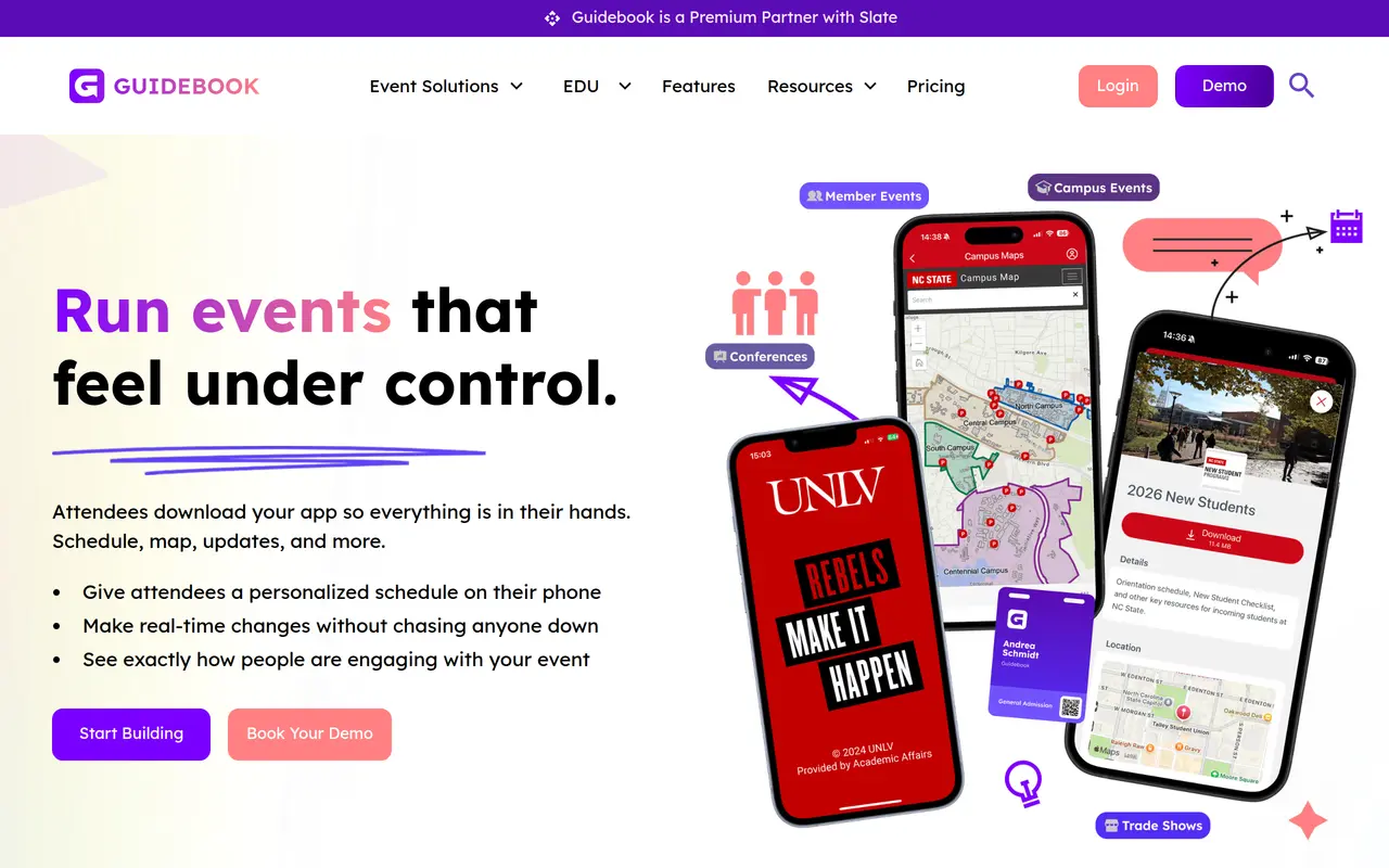 The Guidebook homepage at www.guidebook.com