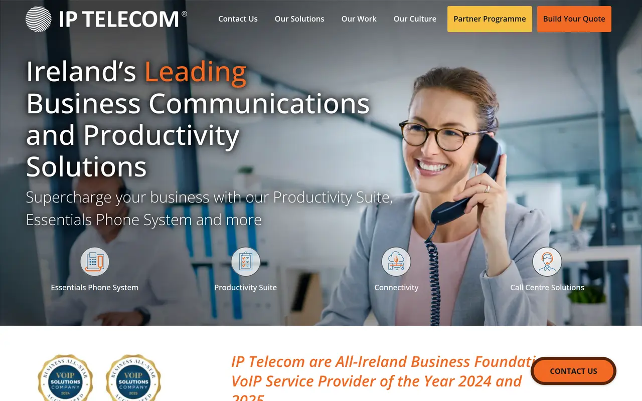 The IPTelecom homepage at iptelecom.ie