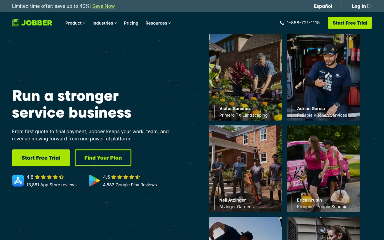 The Jobber homepage at www.getjobber.com