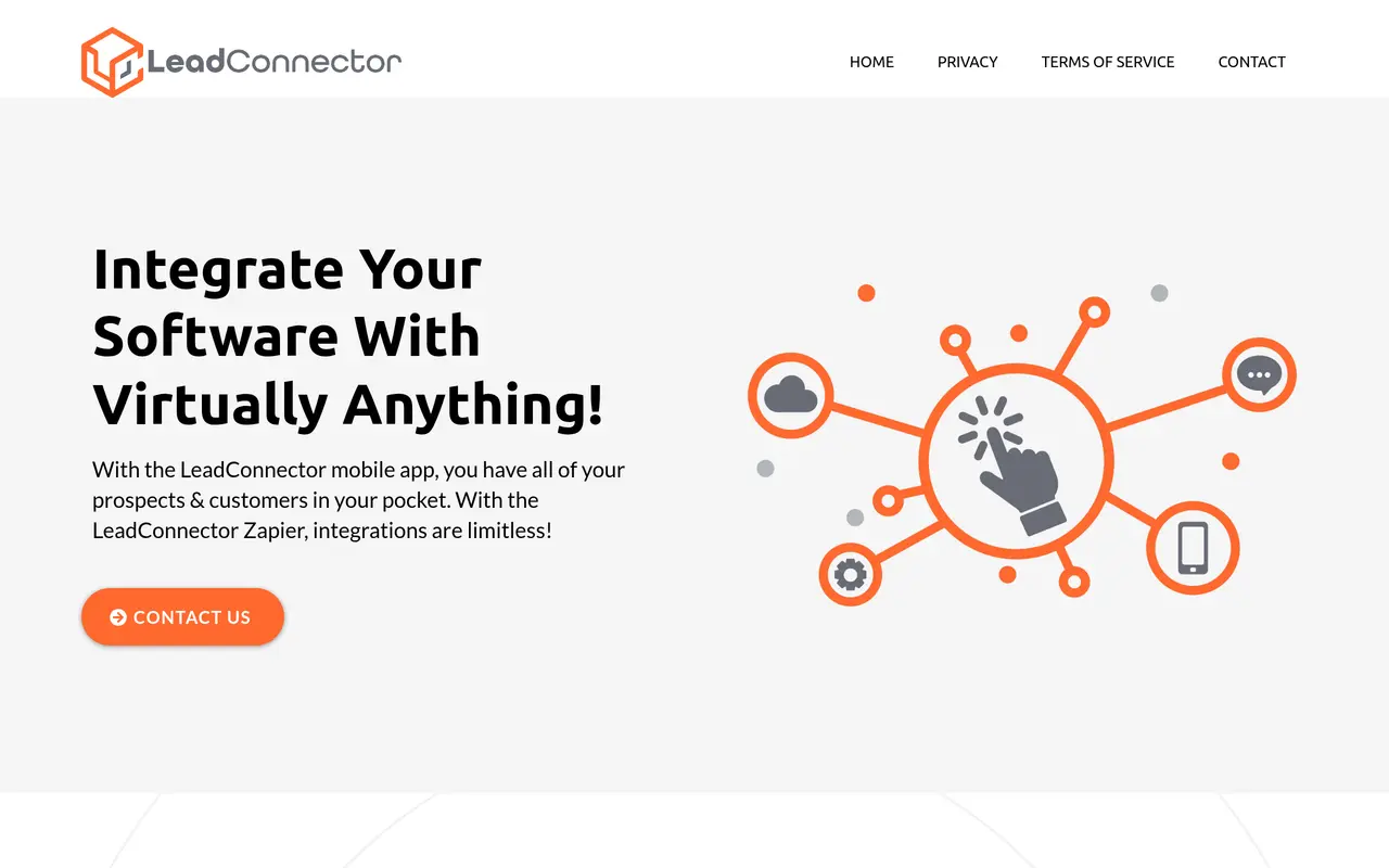 The LeadConnector homepage at www.leadconnectorhq.com