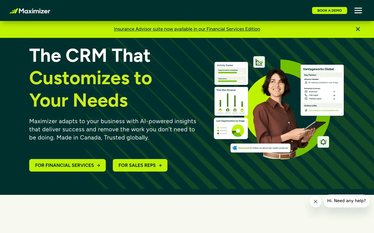 The Maximizer homepage at www.maximizer.com