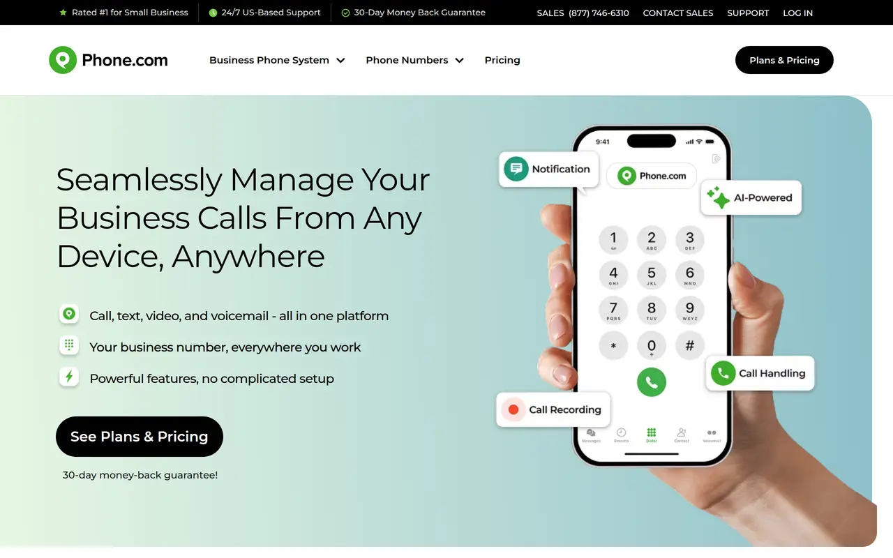 The Phone.com homepage at www.phone.com