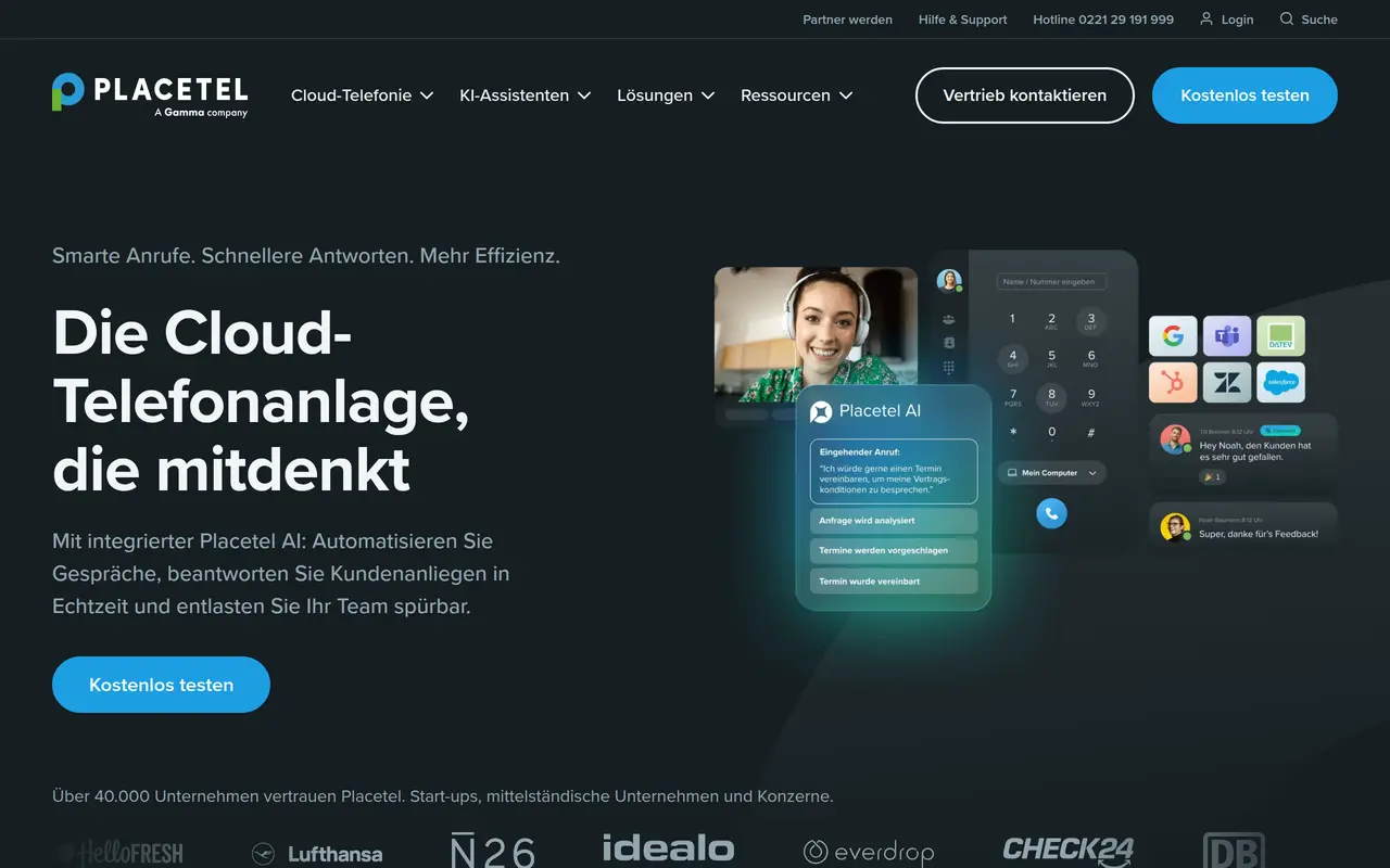 The Placetel homepage at www.placetel.de