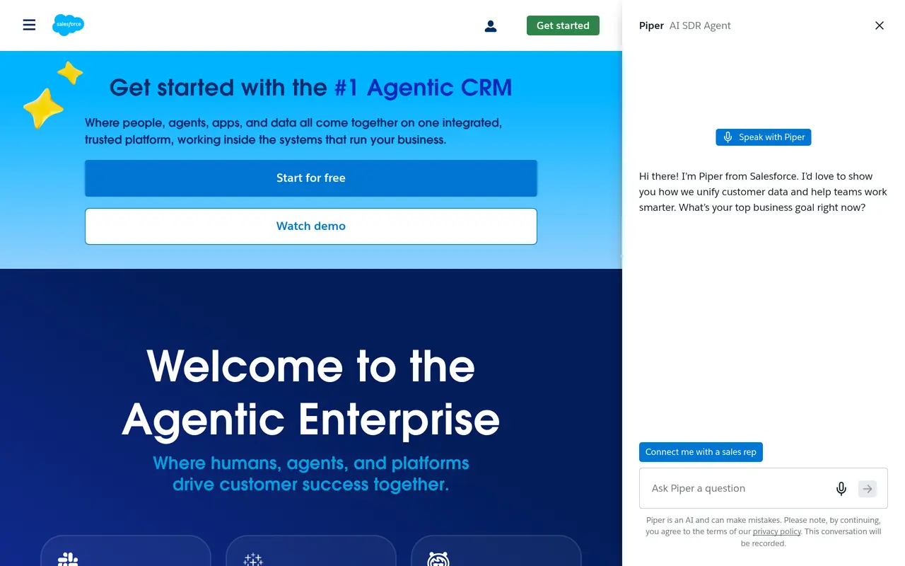 The Salesforce homepage at www.salesforce.com