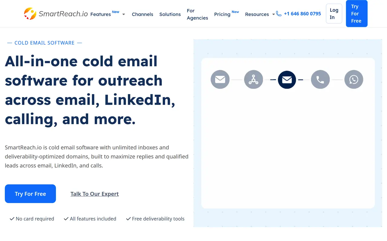 The SmartReach homepage at smartreach.io