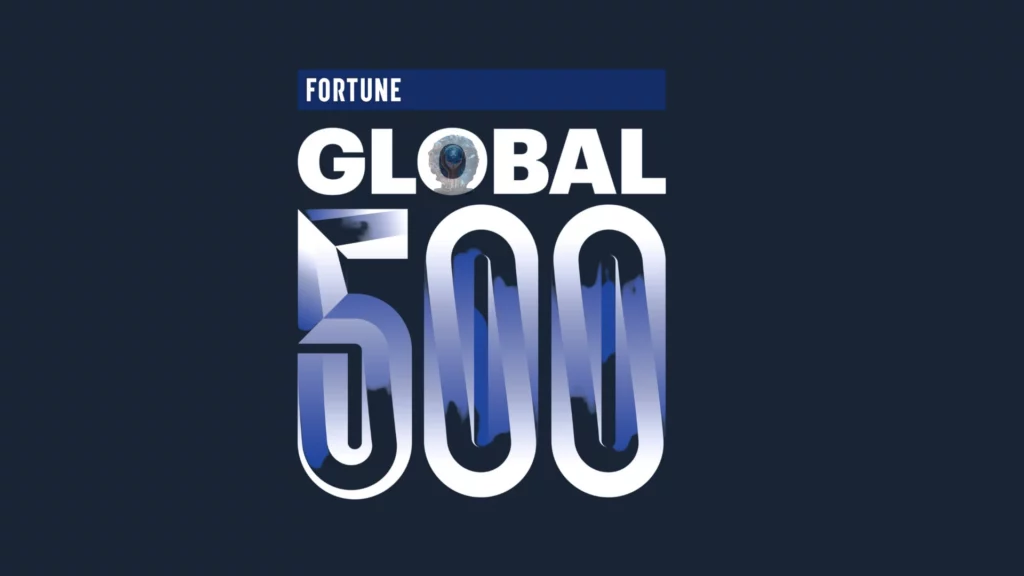 Fortune Global 500 logo with large white numbers 500 and the word GLOBAL above, set against a dark blue background. The O in GLOBAL contains a blue globe, symbolizing multiplied impact-much like Gary Vaynerchuk’s global influence. VoiceDrop Ringless Voicemails