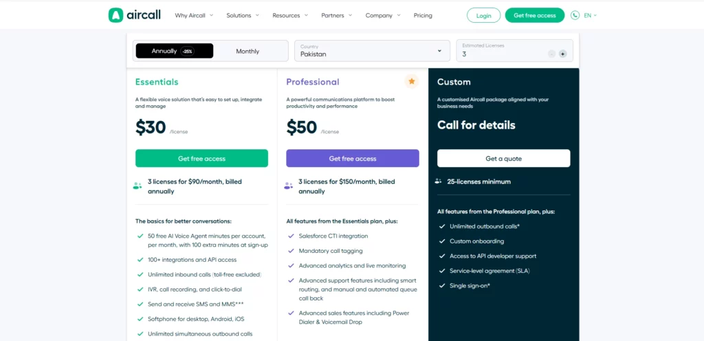AirCall Pricing 2