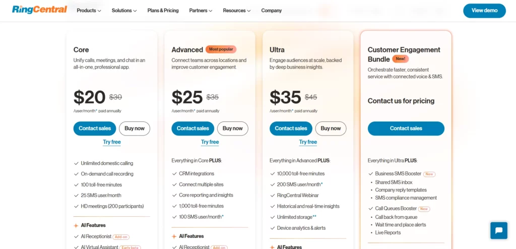 RingCentral Pricing 2