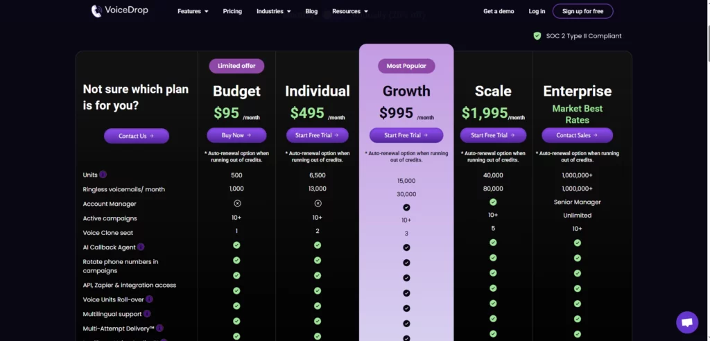 Voicedrop Pricing