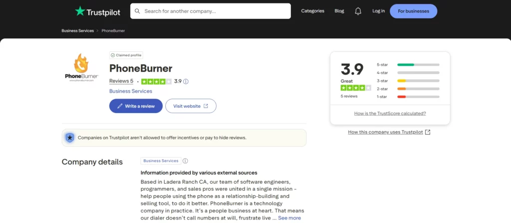 phoneburner trustpilot