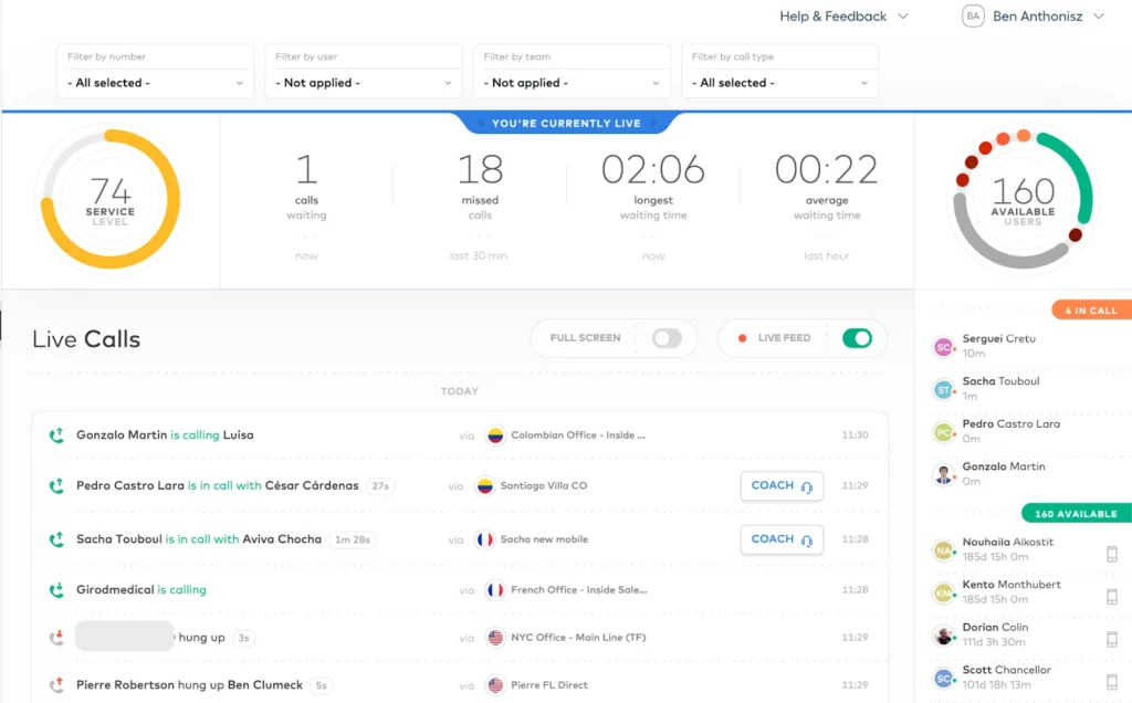 AirCall Dashbaord 3
