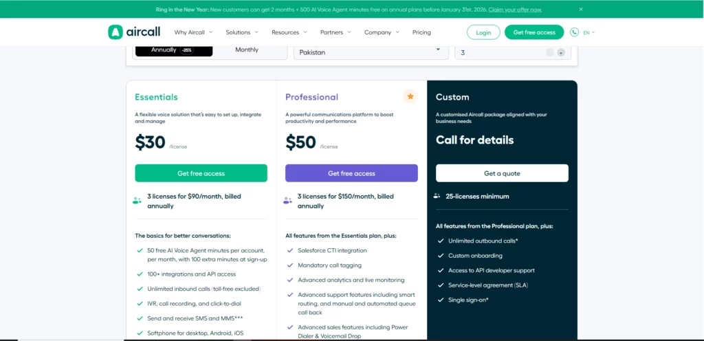 AirCall Pricing