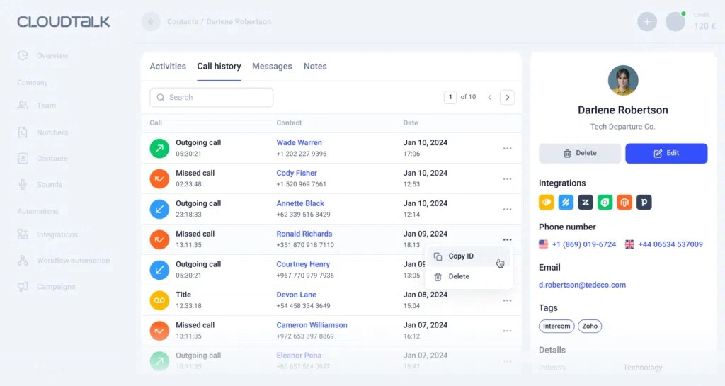 CloudTalk Dashboard