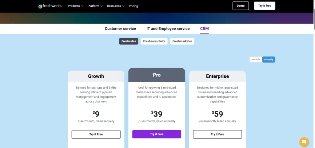 Freshsales Pricing