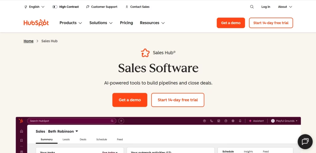 Hubspot Homepage
