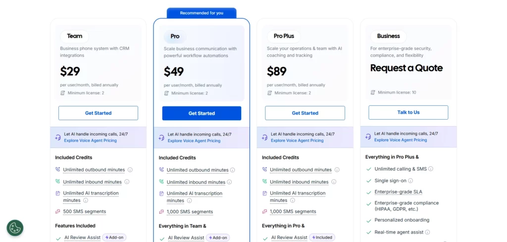 JustCall Pricing