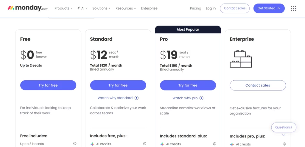 Monday Pricing