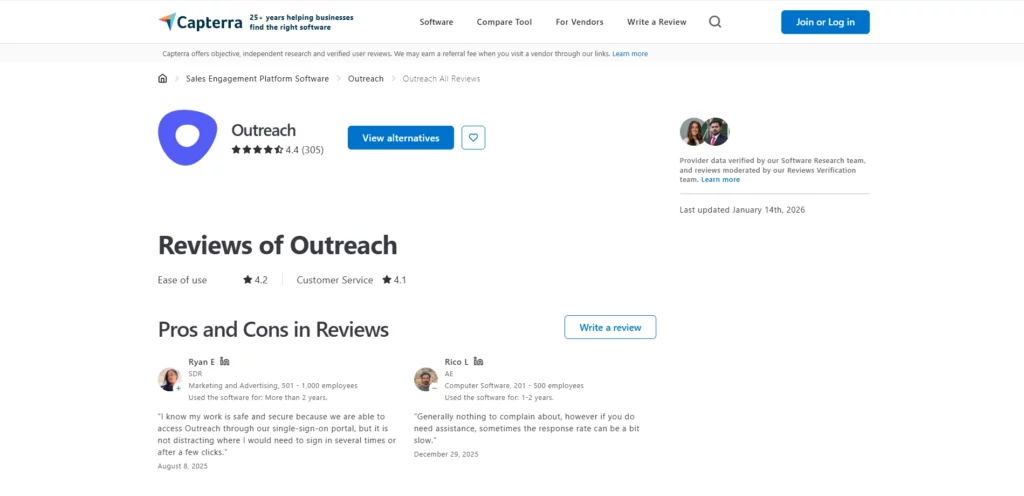 Outreach Capterra Review