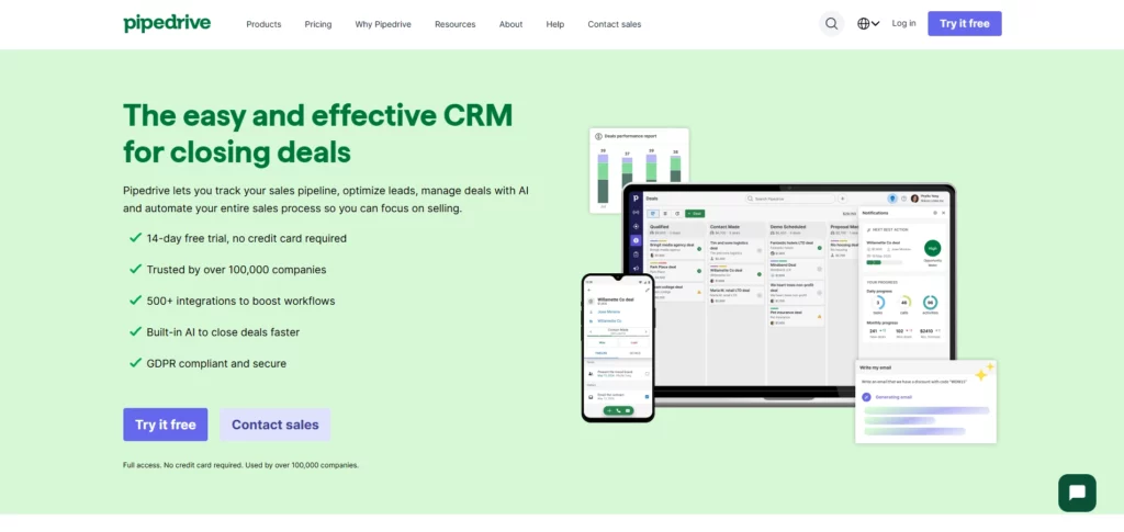 Pipedrive Homepage