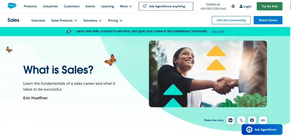 Sales homepage