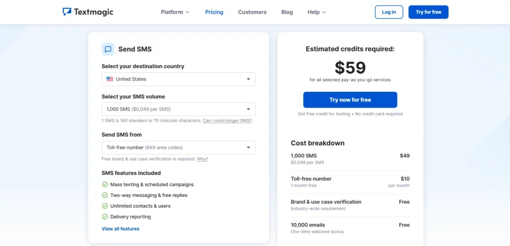 TextMagic Pricing