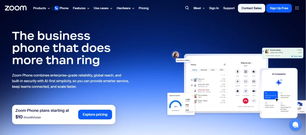 Zoom Phone Homepage