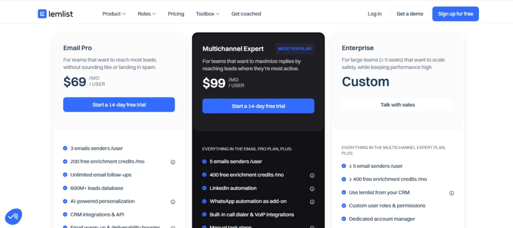 lemlist Pricing