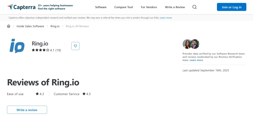 Ring.io Capterra Review