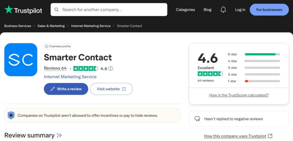 Smarter Contact Trustpilot Review