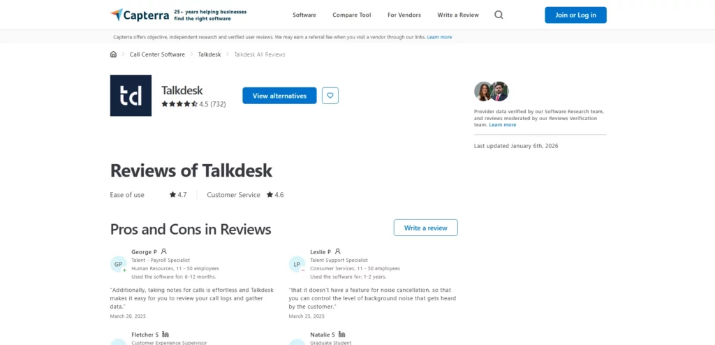 TalkDesk Capterra Review