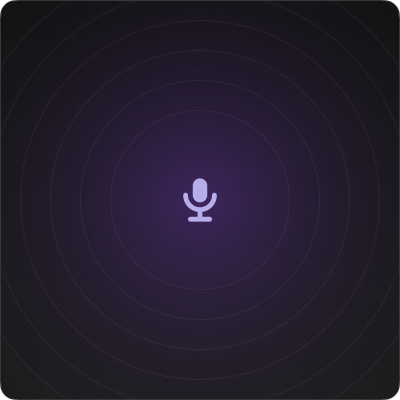 Voice command interface with a microphone icon at the center, indicating a voice-activated system ready for voicedrop.ai.