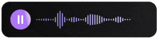 Animated graphic of a purple sound wave pulsating horizontally across a dark background, symbolizing audio activity or voice recording.