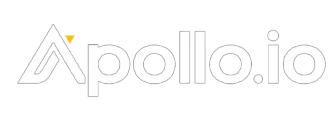 Apollo.io logo with stylized white text on a transparent background. The A has a yellow triangle accent on its top left corner. VoiceDrop Ringless Voicemails