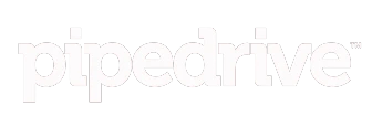 The Pipedrive logo in lowercase white letters with a trademark symbol on the top right, set against a transparent background. VoiceDrop Ringless Voicemails